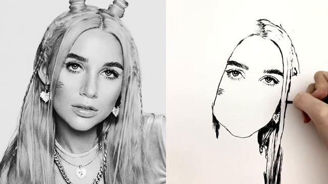 Drawing of a portrait of the singer Mia Boyko / Рисую портрет певицы Мии Бойко смотреть онлайн