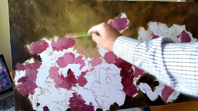 How to Paint Peonies Flowers With Oil Painting - Step by Step Oil Painting Artist Andrey Belchev смотреть онлайн