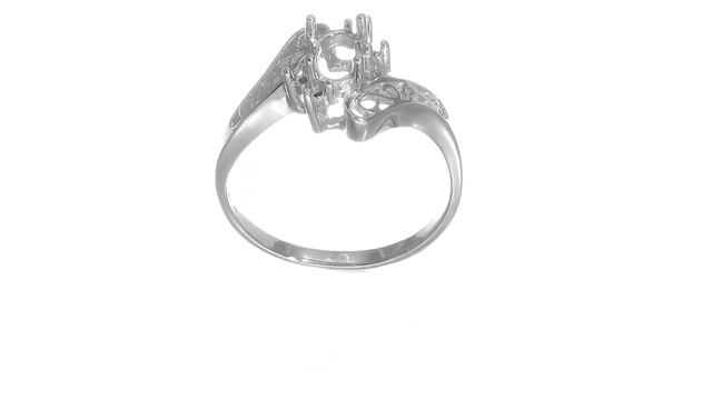 14k White Gold Polished .06ct. Diamond & 6x4 Oval Gemstone Filigree Ring Mo смотреть онлайн