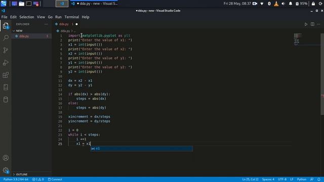 Digital Differential Analyzer (DDA) Line generation Algorithm Using Python | With Python Code смотреть онлайн