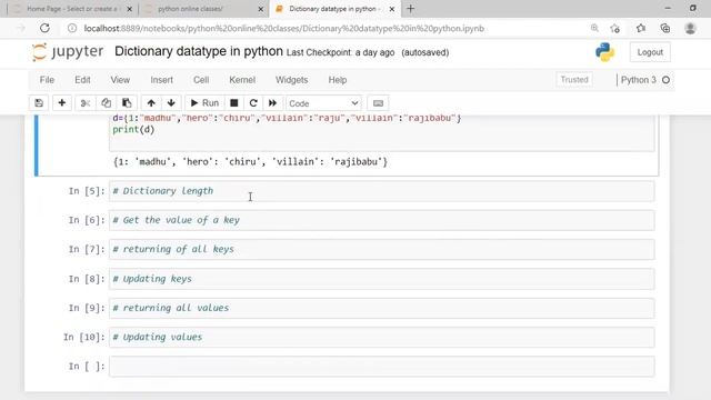 Dictionary datatype in python-accessing keys,values,get(),keys(),values() etc.. смотреть онлайн