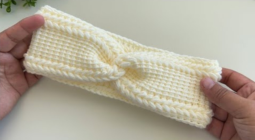 Повязка на голову крючком в тунисской технике вязания ?