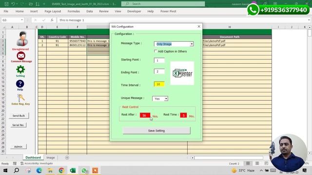 whatsapp bulk message sender | send text image pdf video and any document using excel VBA смотреть онлайн