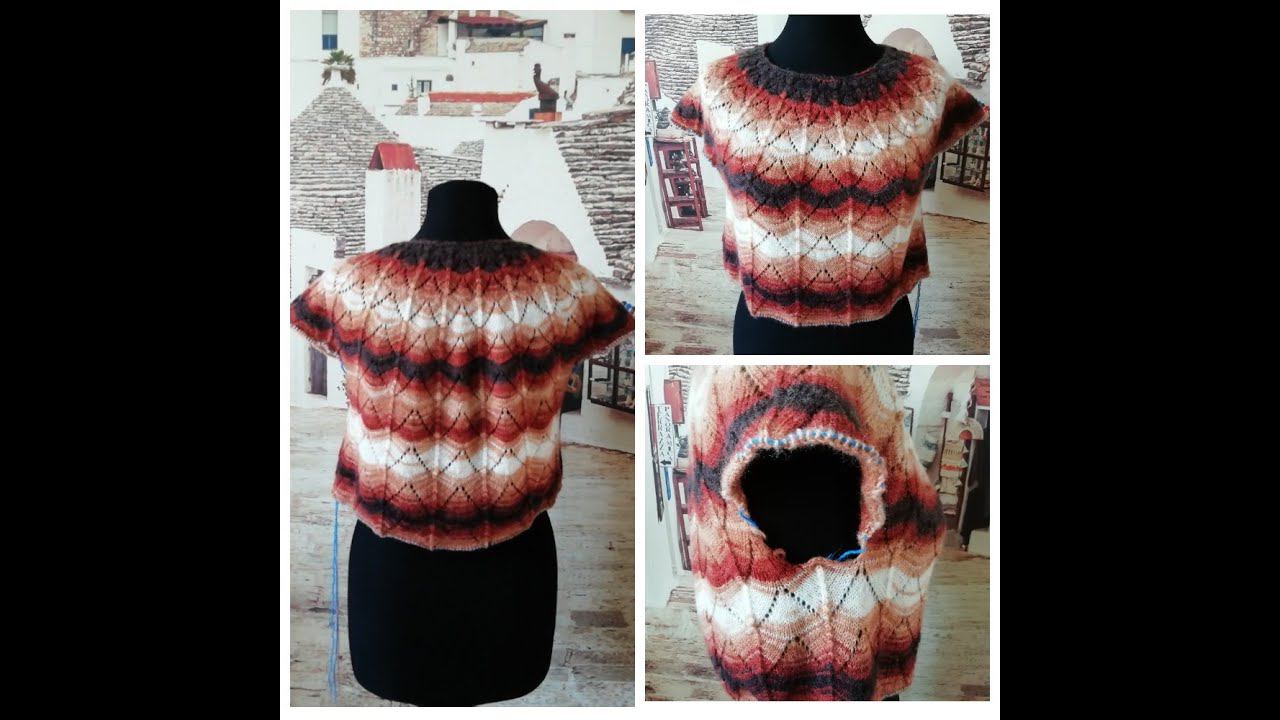 Кофточка с круглой кокеткой из пряжи Ализе ангора реал 40 батик. Вяжем росток и подрезы. смотреть онлайн