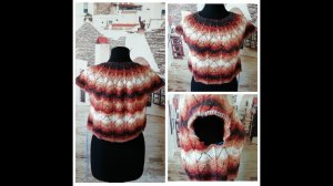 Кофточка с круглой кокеткой из пряжи Ализе ангора реал 40 батик. Вяжем росток и подрезы.