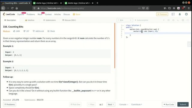 Counting Bits | LeetCode Medium 338 | C++ | Simple Linear Time O(N) Solution смотреть онлайн
