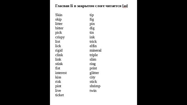 Урок 4 Чтение гласной Ii в закрытом слоге смотреть онлайн