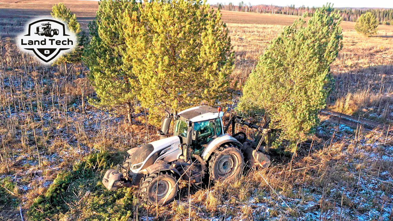 Трактор с мульчером уничтожает большие деревья! VALTRA T234 с мульчером FAE 225