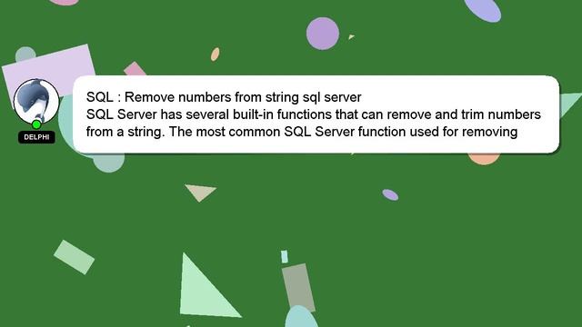 SQL : Remove numbers from string sql server смотреть онлайн