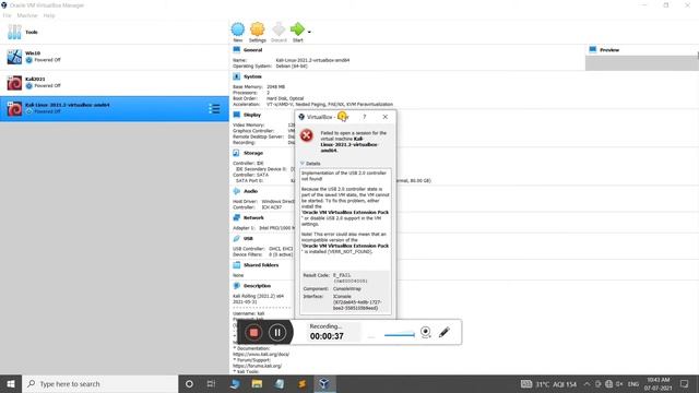 How to fix "Failed to open session for the virtual machine" error | Kali Linux ova Virtual Box смотреть онлайн