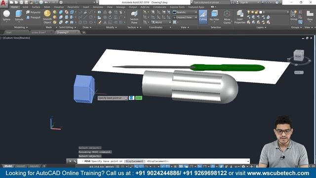 AutoCAD 3D Screw Driver Drawing | How to Draw a ScrewDriver in AutoCad #177 смотреть онлайн