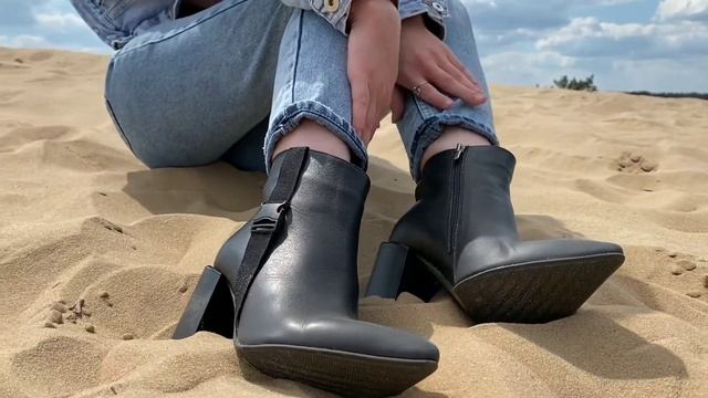 Ботильоны из натуральной кожи на толстом каблуке 8 см смотреть онлайн