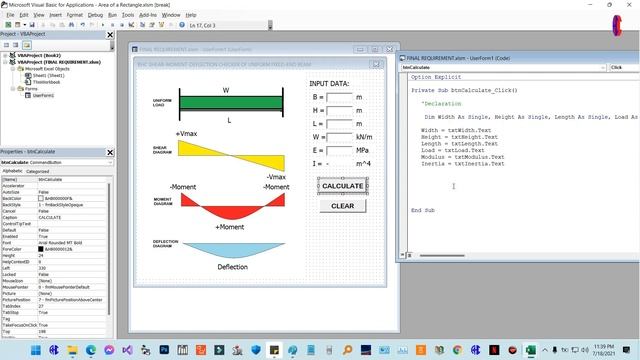 Shear + Moment + Deflection of Fixed-End Support Beam using VBA Excel | Pobreng Engineer смотреть онлайн