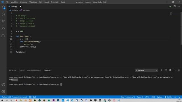 PYTHON Tutorial Italiano 20 - Lo SCOPE delle variabili смотреть онлайн