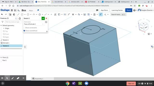 Onshape lesson 3: Extrude subtract смотреть онлайн