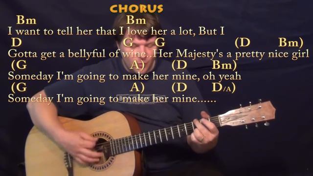 Her Majesty (Beatles) Guitar Cover Lesson with Chords/Lyrics смотреть онлайн