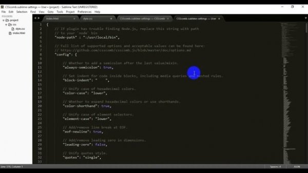 Sublime Text - плагин CSScomb