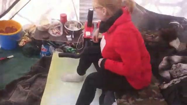 Едем по льду водохранилища на рыбалку, скоро лед начнет таять. Устроились в палатке, начинаем смотреть онлайн