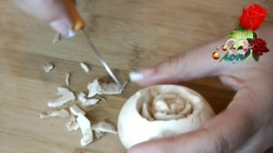 Carving   карвинг  из овощей и фруктов  роза из шампиньона
