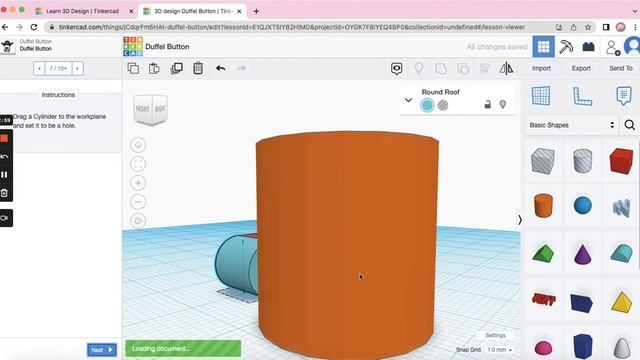 Duffel Button In Tinkercad