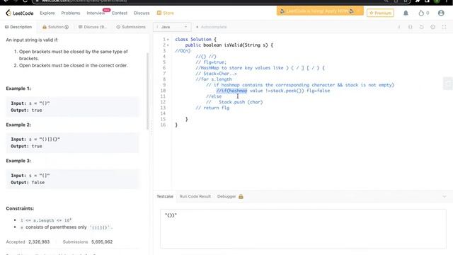 Is Valid Parenthesis string leetcode coding question solution in Java. SDE interview question смотреть онлайн