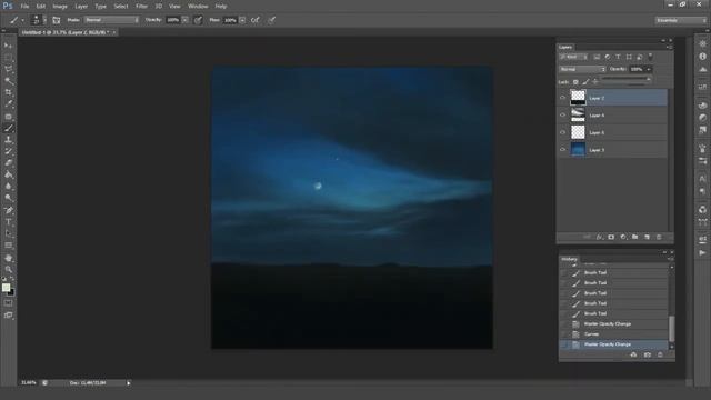 Ночной пейзаж в Photoshop CS6 смотреть онлайн