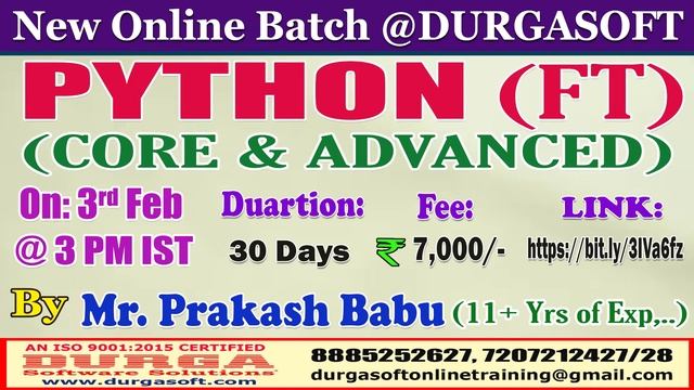 PYTHON (Fast Track) Online Training @ DURGASOFT смотреть онлайн