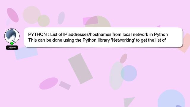 PYTHON : List of IP addresses/hostnames from local network in Python смотреть онлайн