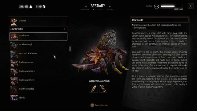 The Witcher 3: Bestiary: Insectoids: Arachasae