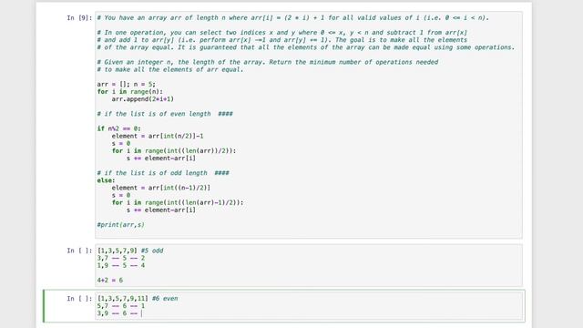Minimum Operations to Make Array Equal Leetcode Solution in python смотреть онлайн