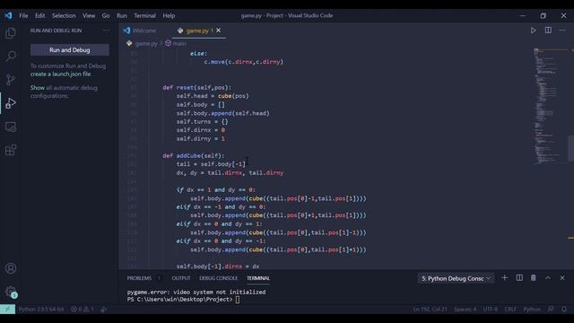 Stanford University Code In Place 2021 Final Project - SNAKE GAME using pygame смотреть онлайн