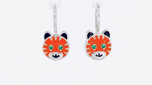 Серьги детские "Тигрята", серебро 925, эмаль, Каталог Золотой Меркурий, Арт- 092р смотреть онлайн