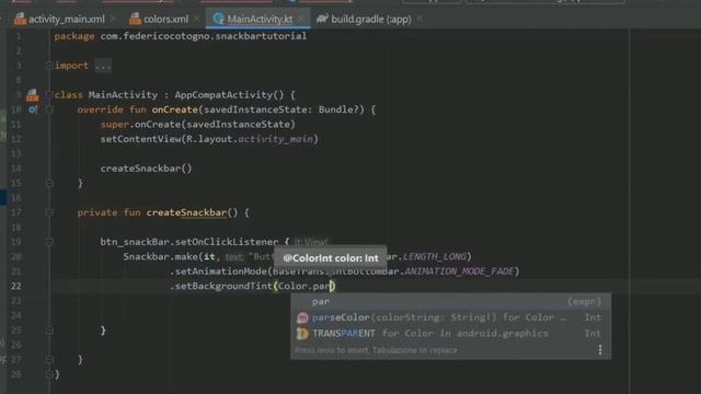 Material SnackBar with Action Tutorial Android смотреть онлайн