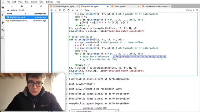 [Python pour les maths] Résolution numérique d'équations différentielles : méthode d'Euler implicit смотреть онлайн