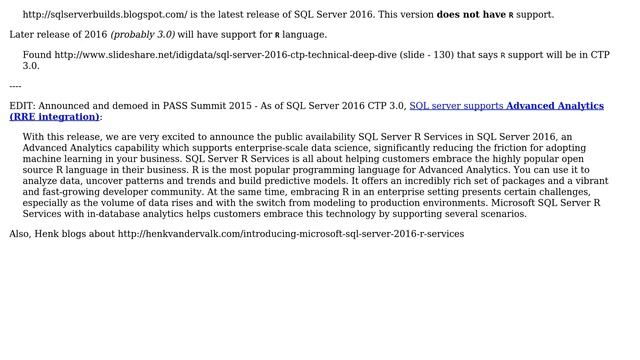 Databases: Which version of SQL Server 2016 supports R (3 Solutions!!) смотреть онлайн