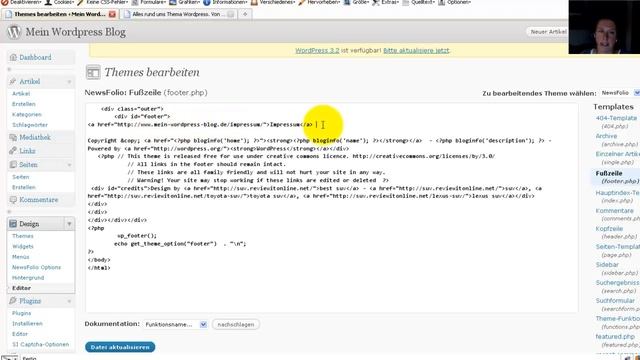 Wordpress Tutorial Deutsch - Impressum Link im Footer (Teil 3) смотреть онлайн