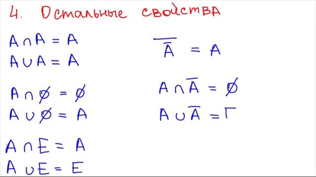 Свойства действий над множествами смотреть онлайн