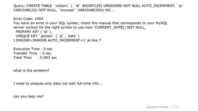 MySQL : How to create mysql table with column timestamp default current_date? смотреть онлайн