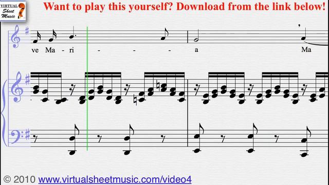 Schubert's Ave Maria piano and vocal sheet music - Video Score смотреть онлайн