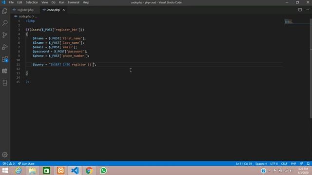 PHP CRUD-2: How to insert data into database in php in HINDI смотреть онлайн