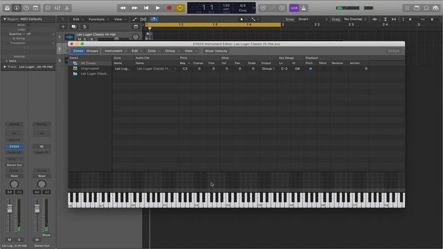 Как играть один звук на всех нотах? (HI-HATS ) Logic Pro X