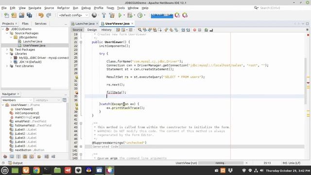 JDBC GUI Demo смотреть онлайн