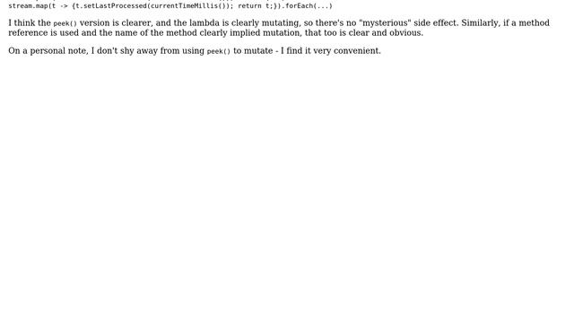 Software Engineering: Is it an antipattern to use peek() to modify a stream element? смотреть онлайн