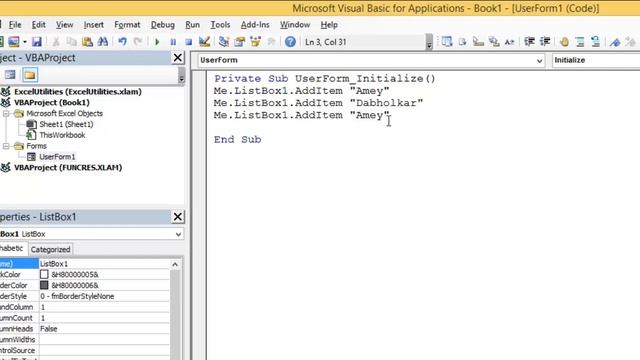 List Box Add Item 3 Methods смотреть онлайн