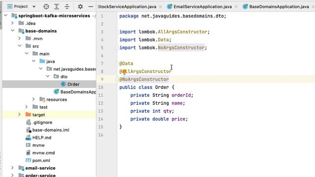 Spring Boot Kafka Microservices - #7 - Order and OrderEvent DTO Classes in Base Domains смотреть онлайн
