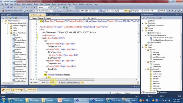 DVD Asp net MVC Lesson 07 SQL Server Data Manipulating by LINQ смотреть онлайн