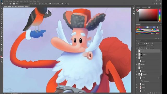 Новогодняя Иллюстрация в Фотошопе для открытки!