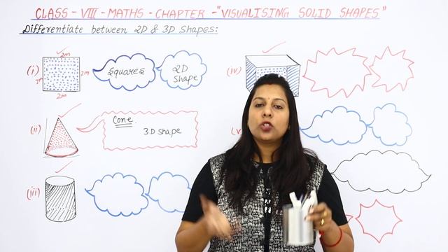 Difference Between 2D & 3D Shapes - Visualising Solid Shapes | Class 8 Maths Chapter 10 | CBSE NCER смотреть онлайн