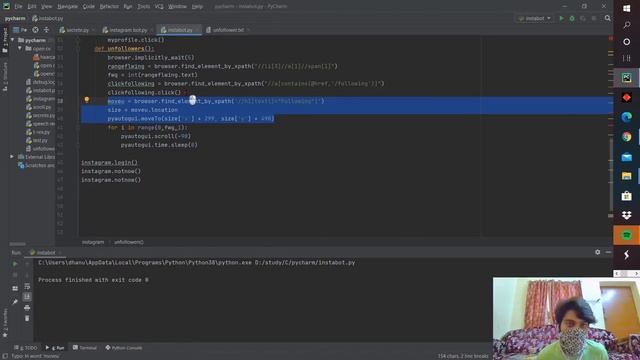 Part 2: Instagram bot with Python : Bot which comes up with list of people who have unfollowed you смотреть онлайн