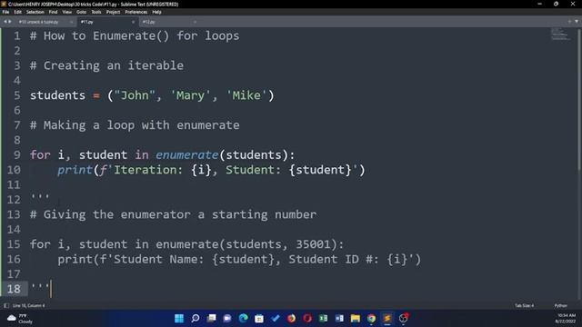 Use the enumerate() Function in python смотреть онлайн